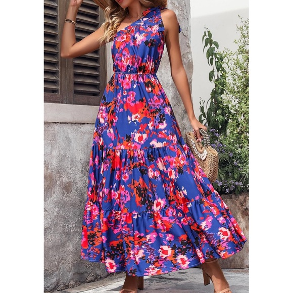FINAL SALE 🤍PRETTY GARDEN floral knot one shoulder ruffle dress 🌷 - Picture 6 of 15